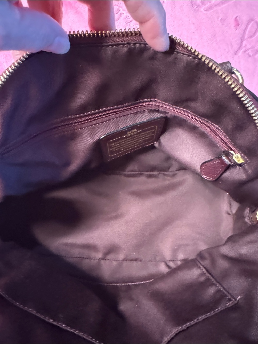 Coach Metallic Purple Pebbled Dome Satchel Gold Chain Strap Excellent - Picture 12 of 15